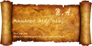 Mauskopf Alícia névjegykártya